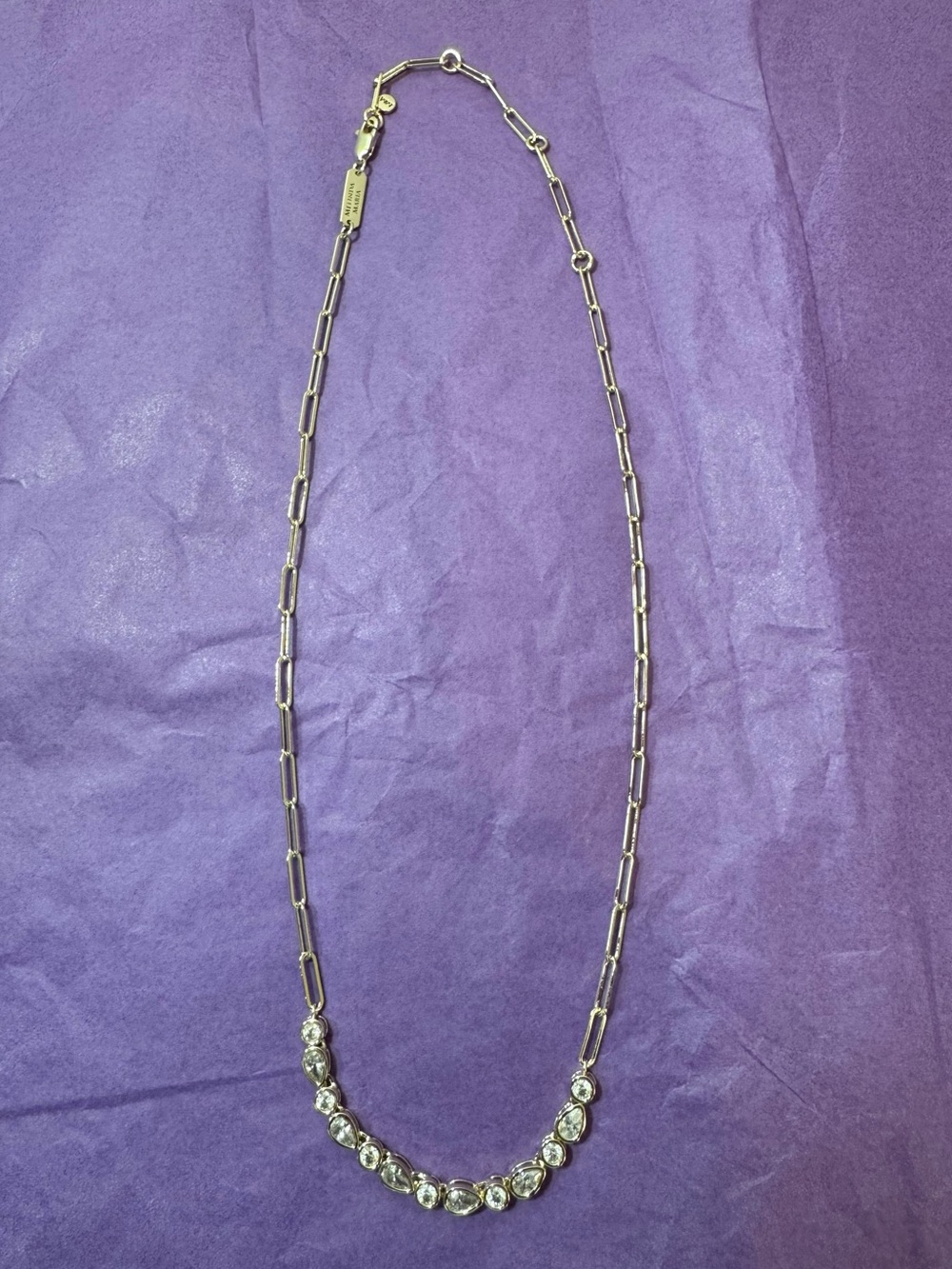 Melinda Maria Gold Teardrop & Round Simulated Diamond Tennis Necklace - Picture 12 of 15